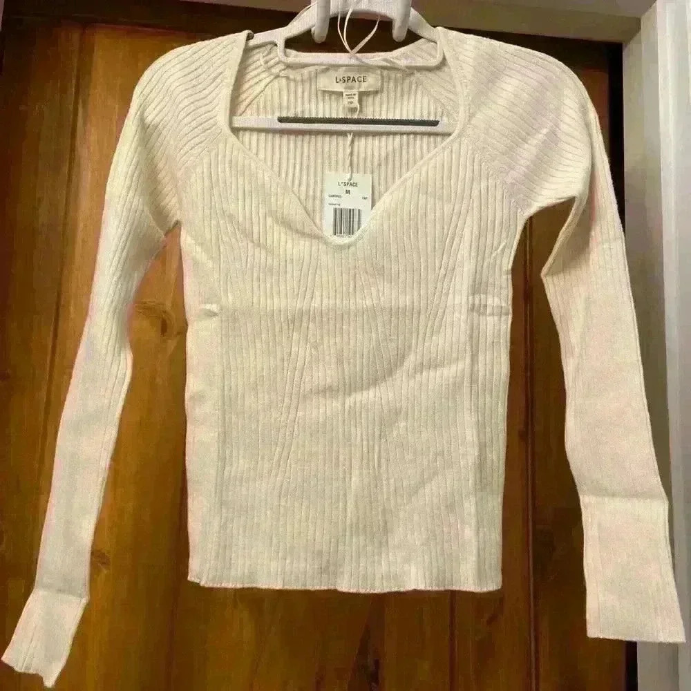L Space Camryn Fitted Ribbed Sweater Top-Medium NWT